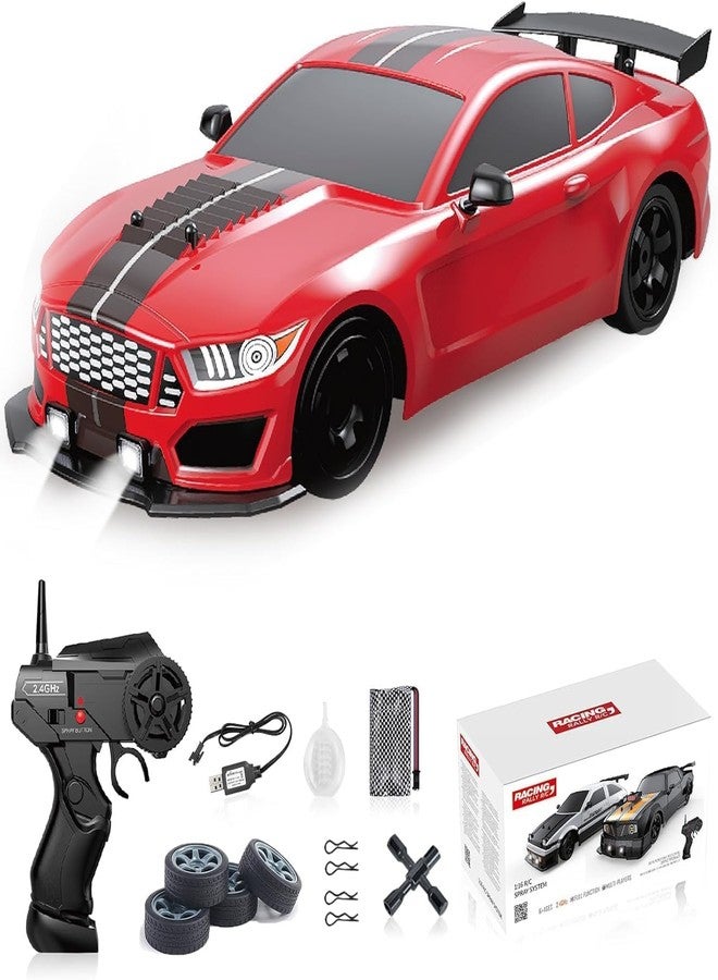 JOYJAY BRC Drift Car 2.4GHz 1:16 Scale 4WD 18KM/H High Speed Remote Control Car with LED Lights, 1 Batteries and Rubber Tire, Racing Sport Toy Vehicle for Adults, Boys, Girls, and Kids (Red) - Image 1